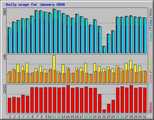 Daily usage for January 2020