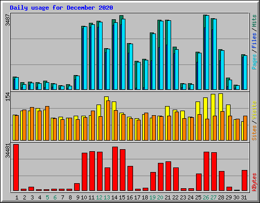 Daily usage for December 2020