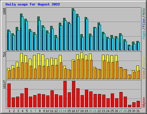 Daily usage for August 2022