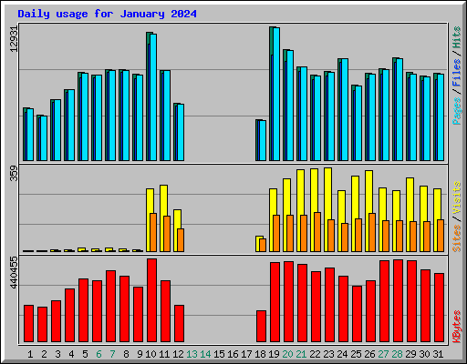 Daily usage for January 2024